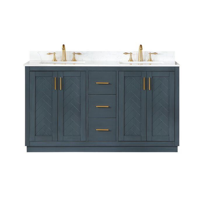 Altair 60 Double Bathroom Vanity Set in Classic Blue without Mirror