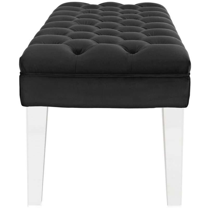 Valet Velvet Bench, Black-Benzara