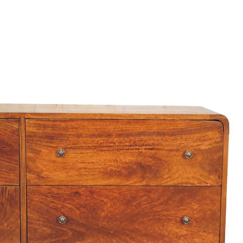 Large Curved Chestnut6 Drawer Solid Wood Chest