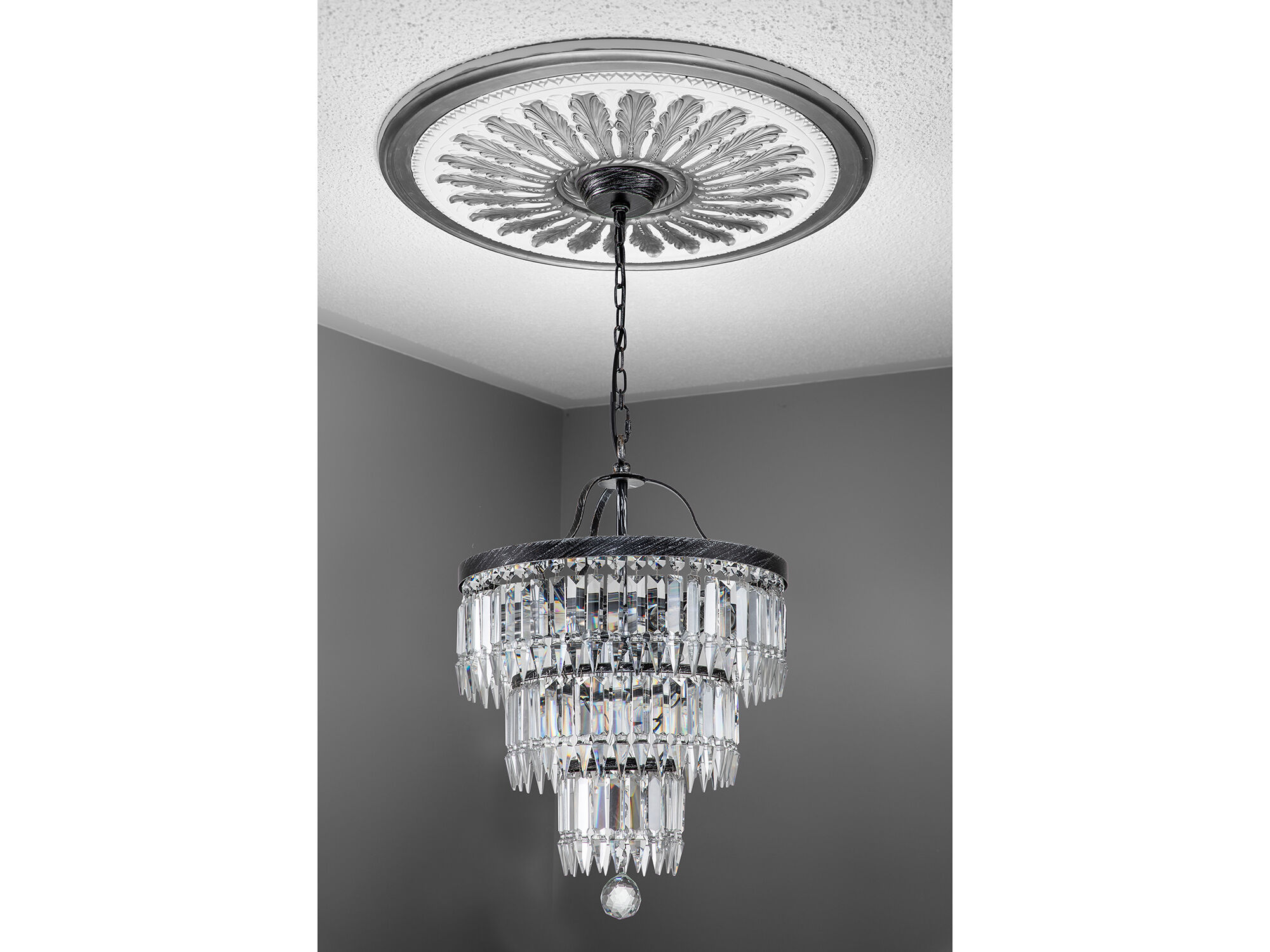 black tiered chandelier