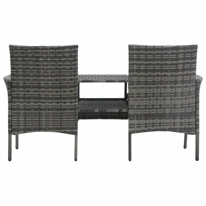 vidaXL 2-Seater Garden Sofa with Tea Table Poly Rattan Anthracite