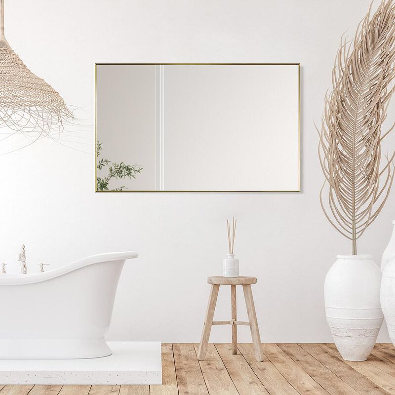 Altair Sassi 48 Rectangle Bathroom/Vanity Brushed Gold Aluminum Framed Wall Mirror