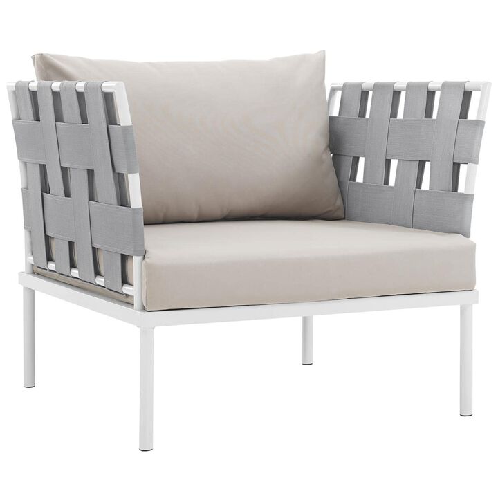 Modway EEI-2602-WHI-BEI MO-EEI-2602-WHI-BEI Harmony Outdoor Patio Aluminum, Armchair, White Beige