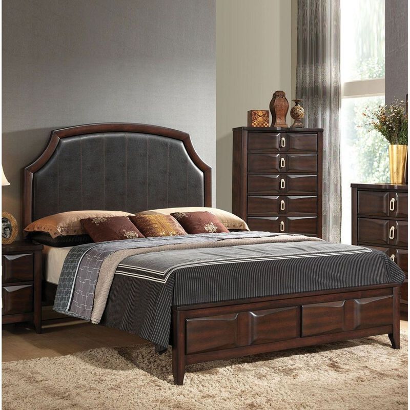 Lancaster Queen Bed in Espresso PU & Espresso