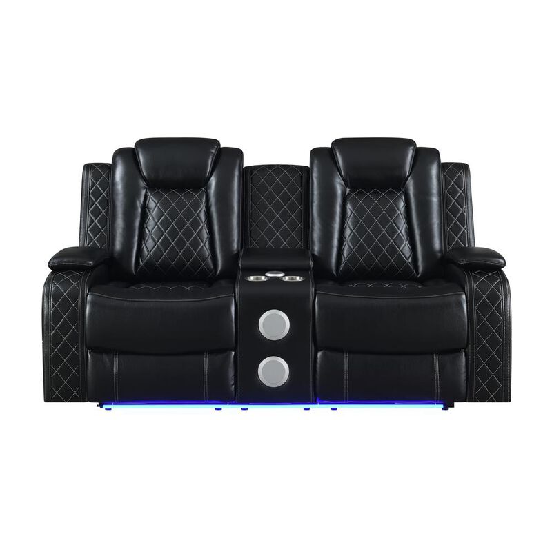 New Classic Furniture Orion Console Loveseat W/ Dual Recliners-Black