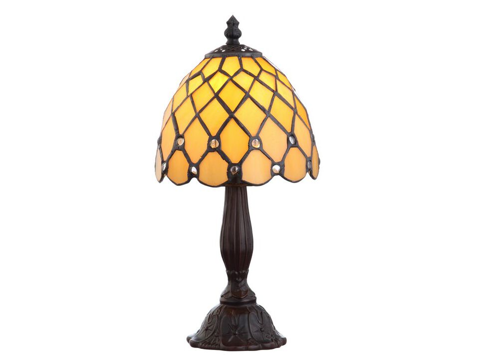 Campbell Tiffany-Style 12.5" LED Table Lamp, Bronze