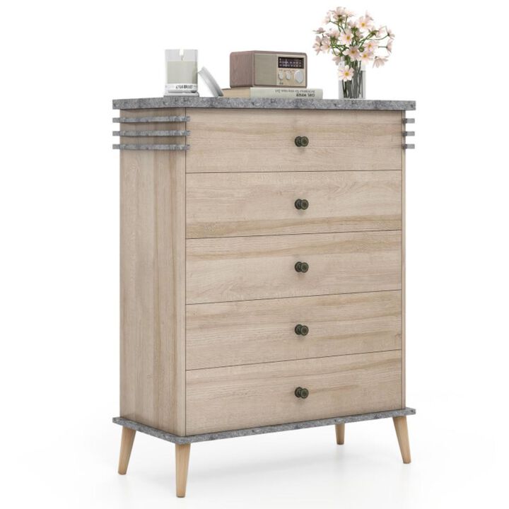 Hivvago Farmhouse Chest Dresser of Drawers Tall Storage Organizer