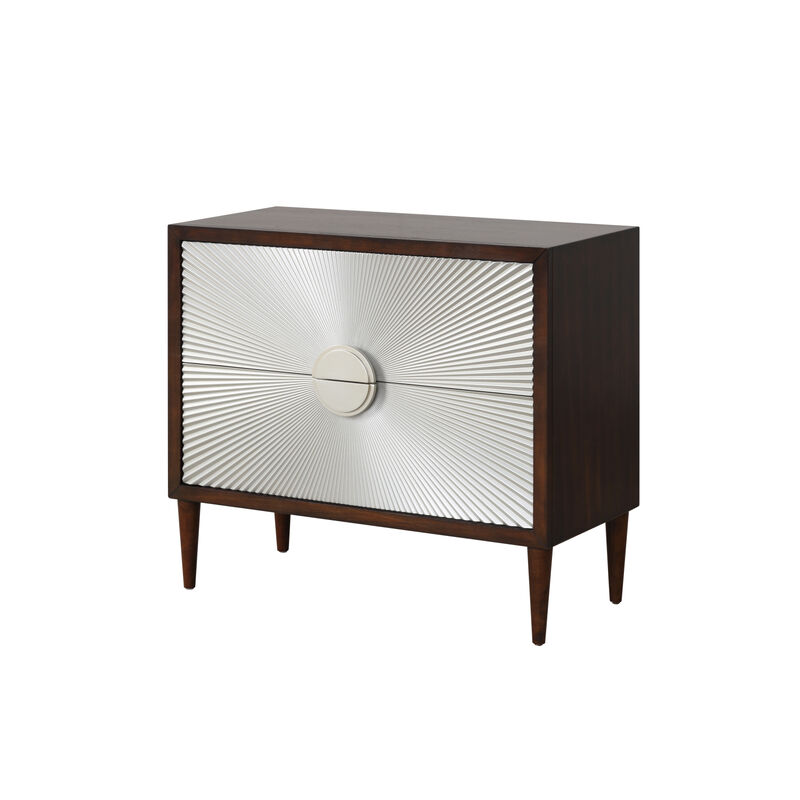 Shimas Accent Table in Silver & Walnut Finish AC00393