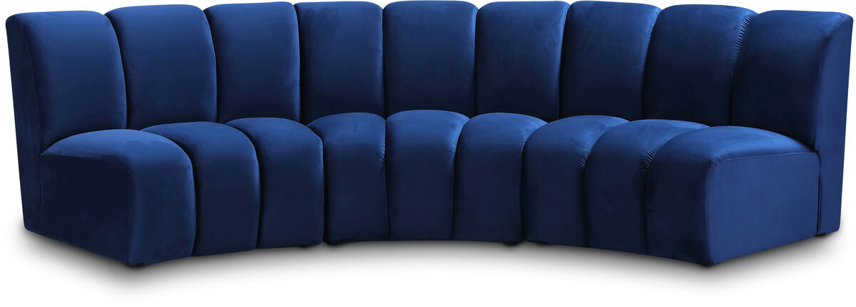 Meridian Furniture Infinity Navy Velvet 3pc. Modular Sectional