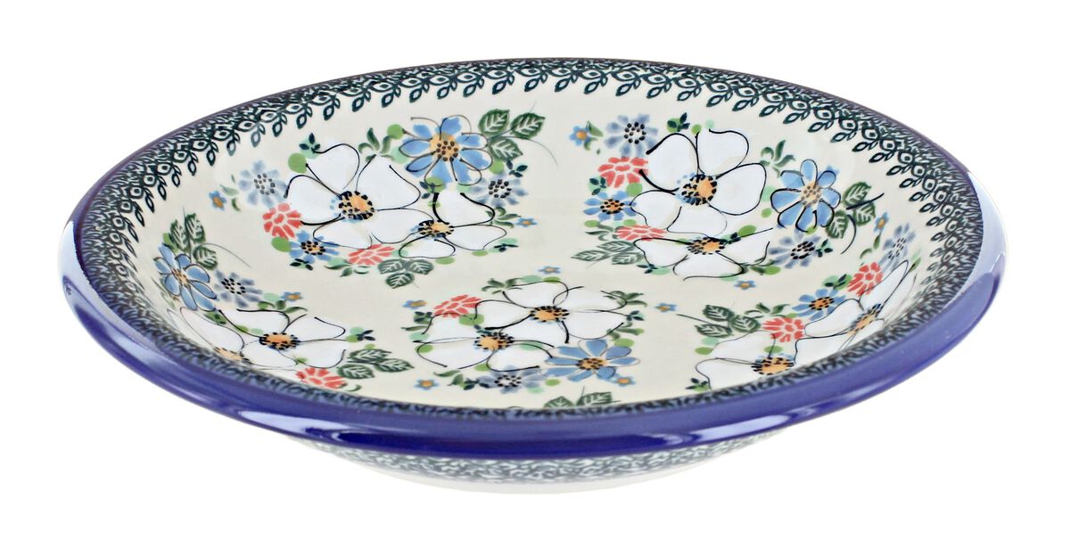 Blue Rose Polish Pottery Summer Picnic Soup Plate