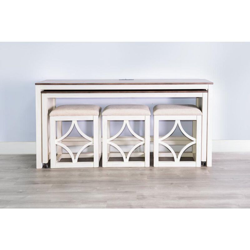 Sunny Designs Nesting 5-Piece Console Table with Stools