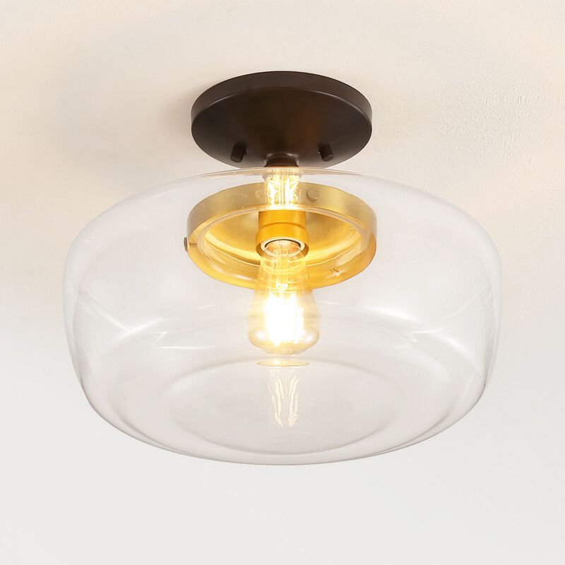 Marfa Glass/Iron Farmhouse Modern LED Flush Mount