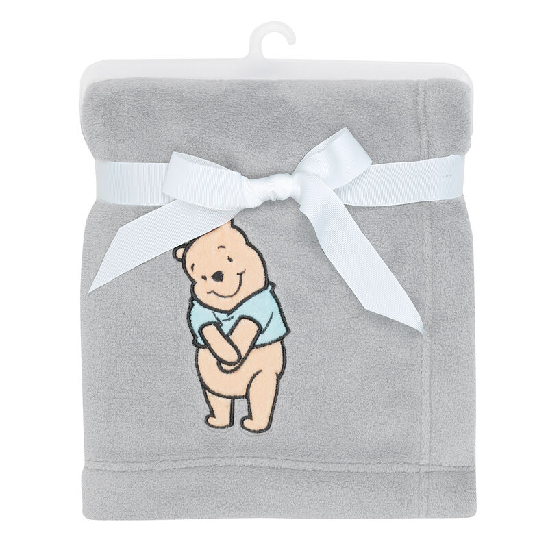 Lambs & Ivy Disney Baby Winnie the Pooh Hugs Gray Soft Fleece Baby Blanket