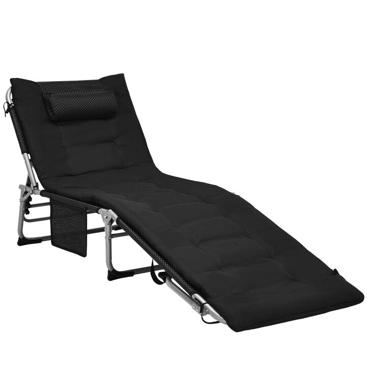 4-Fold Oversize Padded Folding Lounge Chair with Removable Soft Mattress