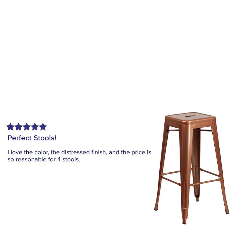 Flash Furniture Commercial Grade 30" High Backless Copper Indoor-Outdoor Barstool