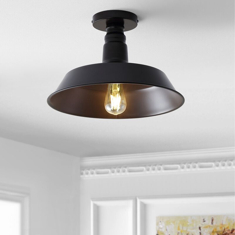 Camila Classic Industrial Indoor/Outdoor Iron LED Semi Flush Mount