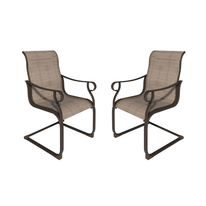 MONDAWE 2Pcs Steel Textiliene Spring Chairs Dining Chair For Patios