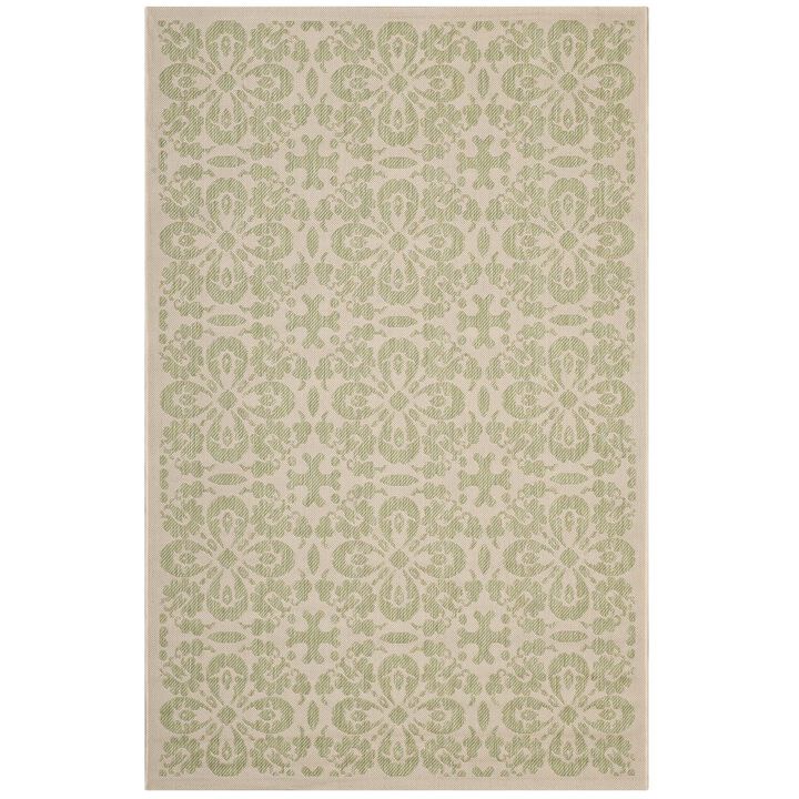 Ariana Vintage Floral Trellis 5x8 Indoor and Outdoor Area Rug - Light Green and Beige
