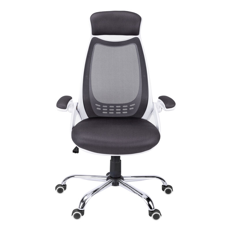 Monarch Specialties I 7269 Office Chair, Adjustable Height, Swivel, Ergonomic, Armrests, Computer Desk, Work, Metal, Mesh, White, Grey, Contemporary, Modern