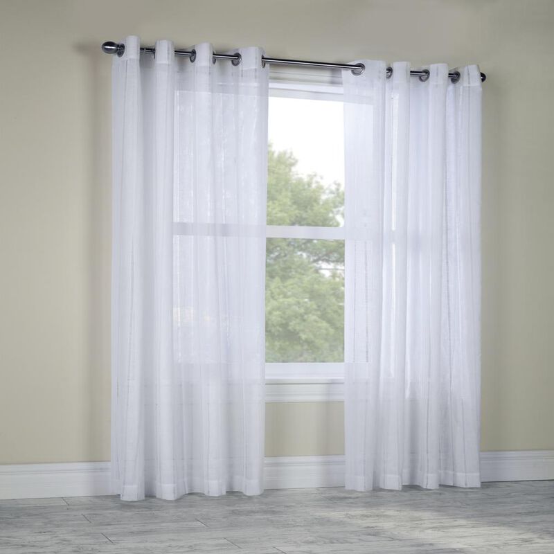 Habitat Broadway Smooth Textured Boho Chic Inspired Sheer Panel Grommet Curtain Panel 52" x 84" White