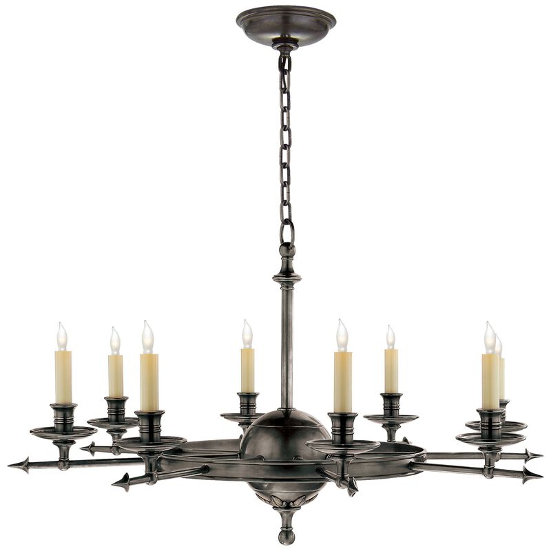 Leaf and Arrow Large Chandelier in Bronze