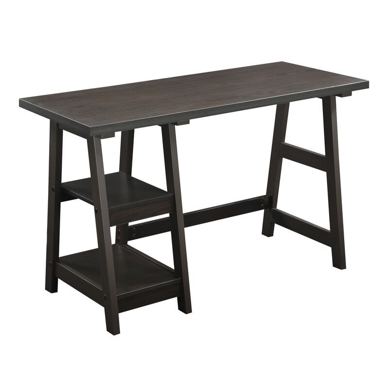 Convenience Concepts Designs2Go Trestle Desk with Shelves