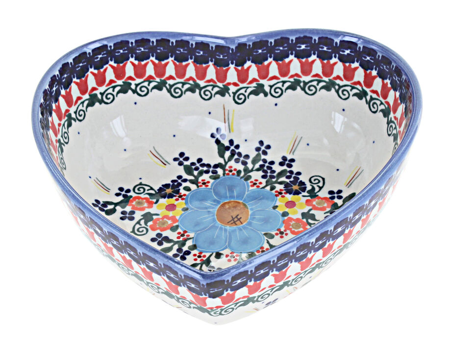 Blue Rose Polish Pottery Kristi Medium Heart Bowl