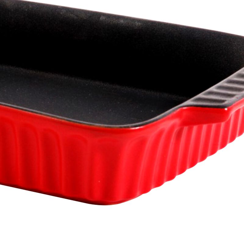 Crock-Pot Denhoff 10 in. Non-Stick Ribbed Casserole in Red