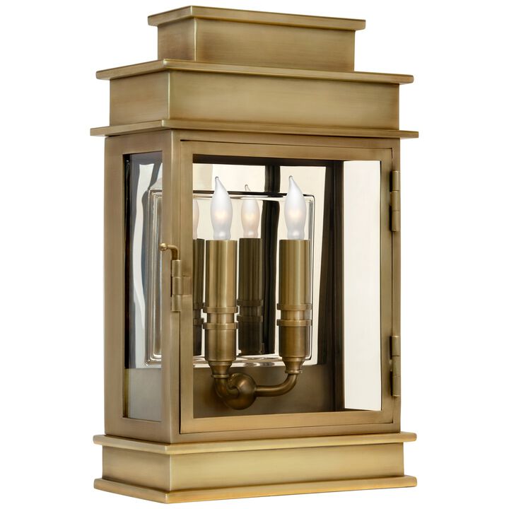 Linear Lantern Short in Antique-Burnished Brass