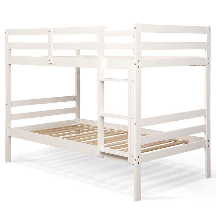 Hivvago Twin Size Sturdy Wooden Bunk Beds with Ladder and Safety Rail