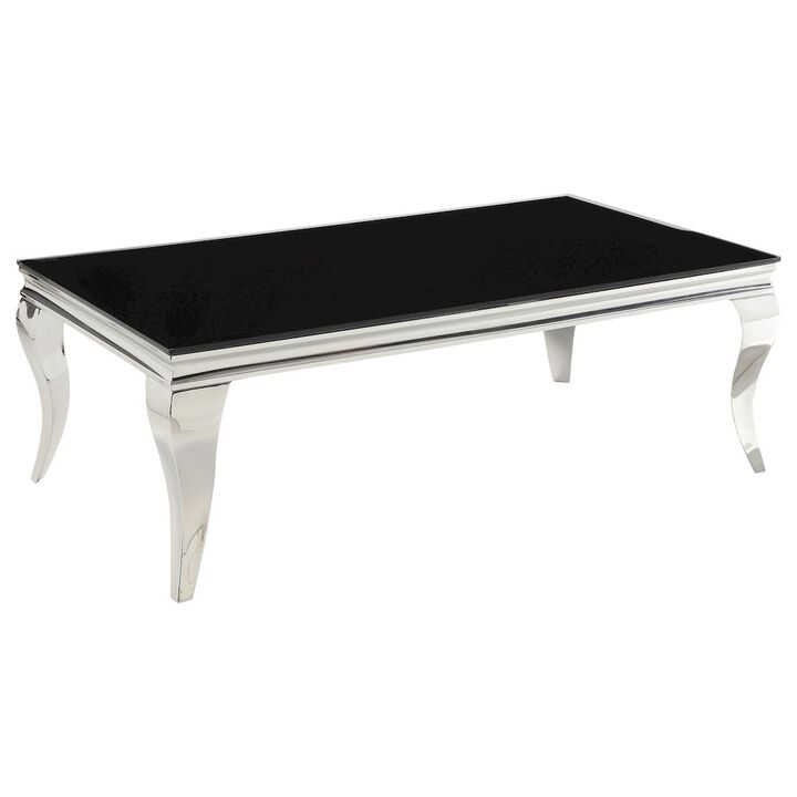 Coaster Carone Rectangular Glass Top Coffee Table Black and Chrome