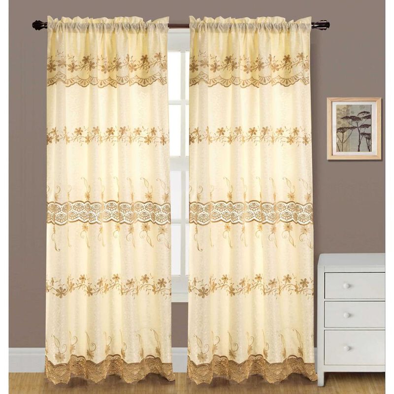 RT Designers Collection Alisa Macrame Rod Pocket Window Room Darkening Panel 54" x 84" Beige