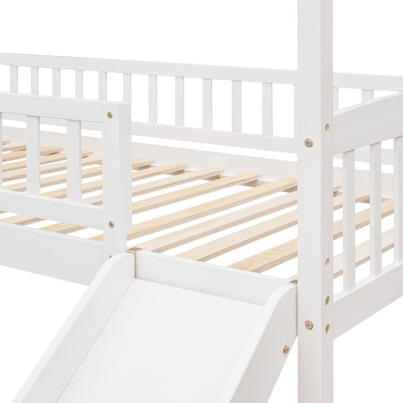 Twin Loft Bed With Slide, House Bed With Slide