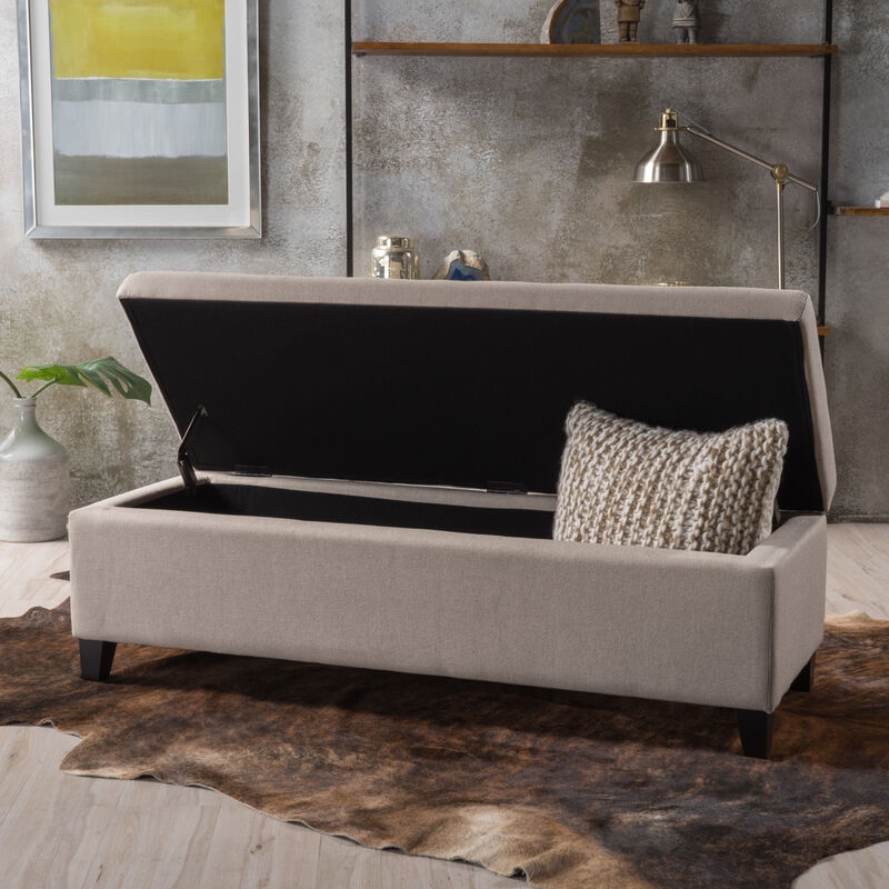 Plush Ottoman with Hidden Storage and Durable Birch Legs