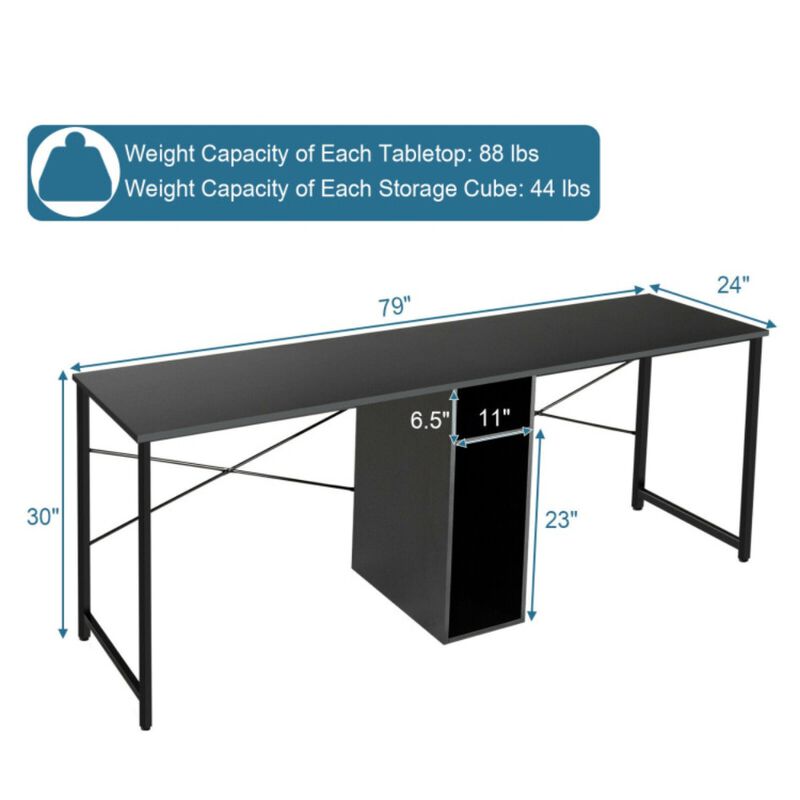 Multifunctional Office Desk for 2 Person with Storage