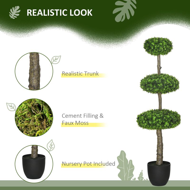 Set of 2 3.5ft(43.25") Artificial Ball Boxwood Topiary Trees in Pot, Indoor Outdoor Fake Plants for Home Office Living Room Decor