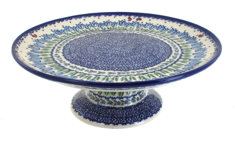 Blue Rose Polish Pottery Savannah Cake Plate