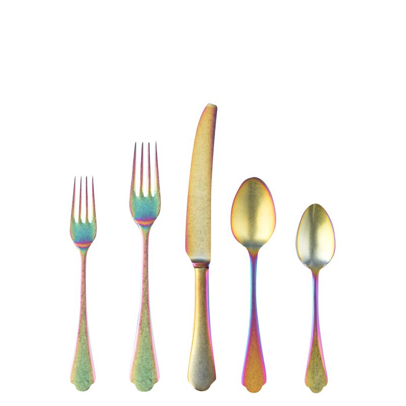 Pewter 5-Piece Flatware Set in Rainbow