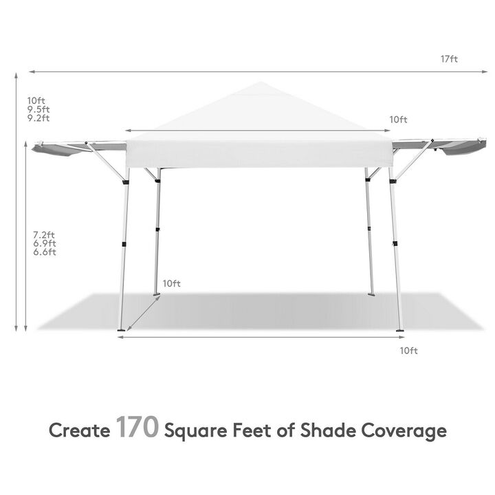 17 Feet x 10 Feet Foldable Pop Up Canopy with Adjustable Instant Sun Shelter