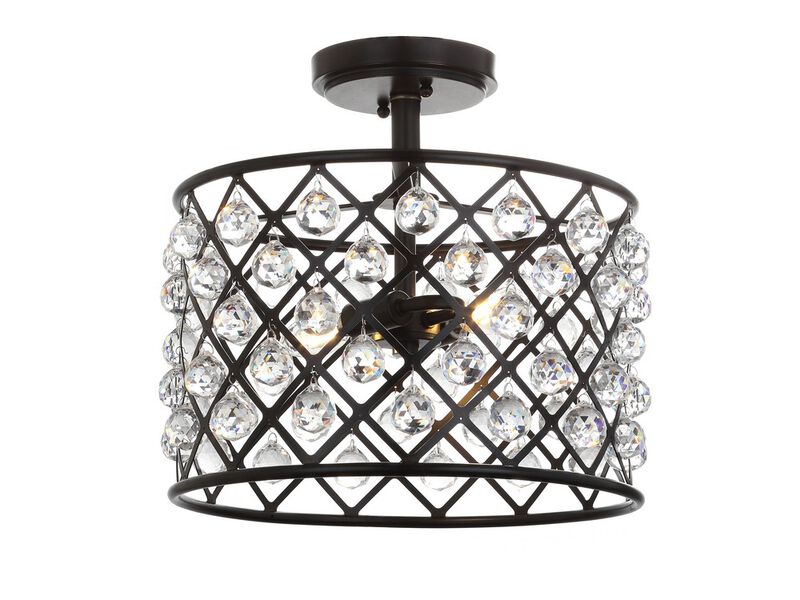 Gabrielle 14.5" Crystal/Metal LED Semi-Flush Mount, Oil Rubbed Bronze