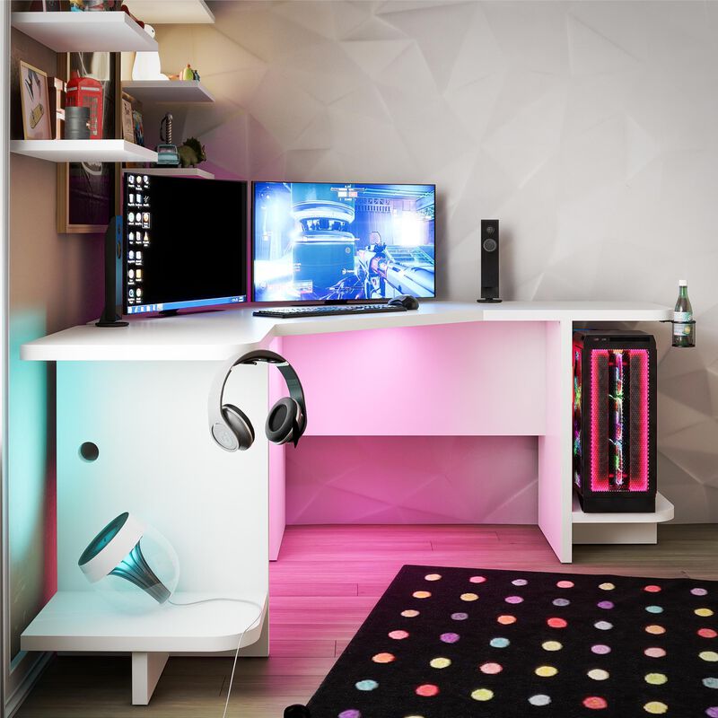 Mod Corner Gaming Desk with LED Light Kit