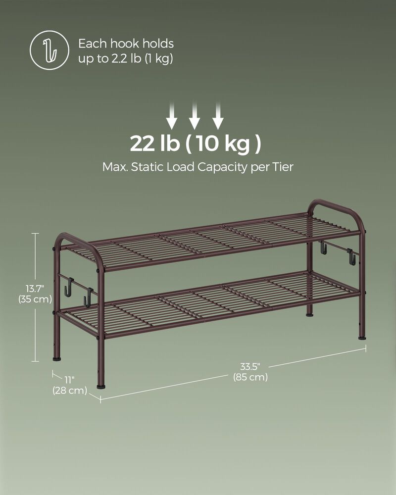 Wide 2-Tier Metal Shoe Rack