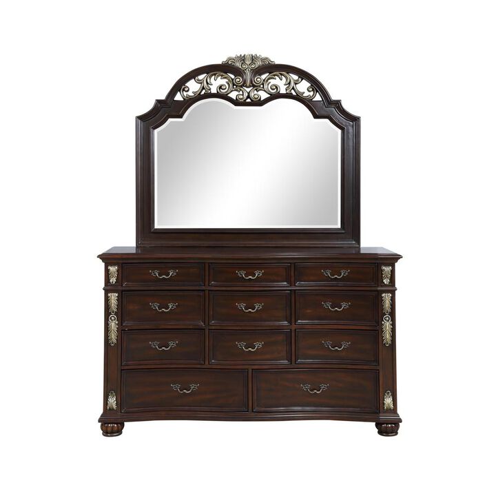New Classic Furniture Furniture Maximus Solid Wood Dresser/Mirror Set in Madeira