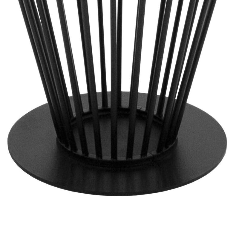 47 Inch Dining Table, Round Top, Modern Black Iron Metal Pedestal Base - Benzara