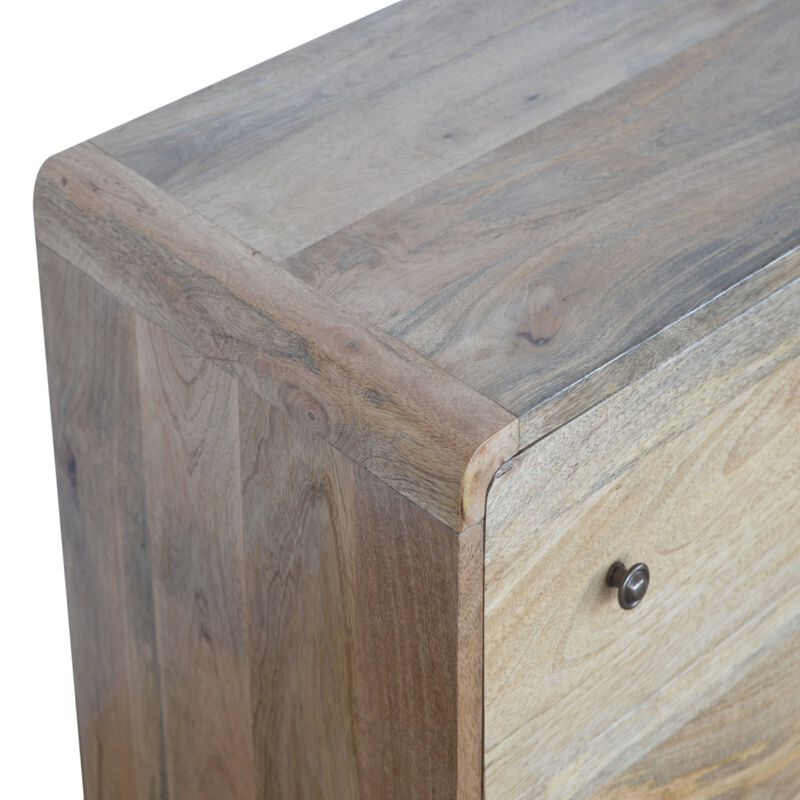 Curved  Solid Wood 3 Drawers Oak-ish Chest