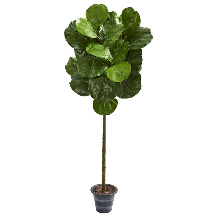 HomPlanti 4 Feet Fiddle Leaf Artificial Tree With Decorative Planter