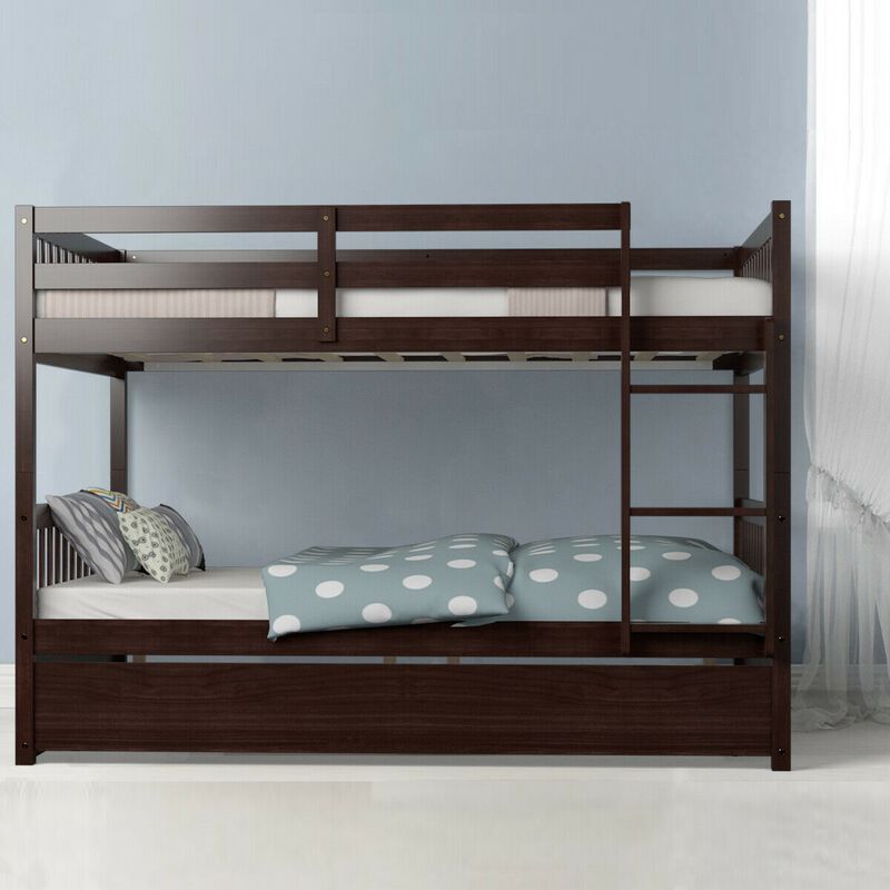 Full over Full Bunk Bed Platform Wood Bed with Ladder