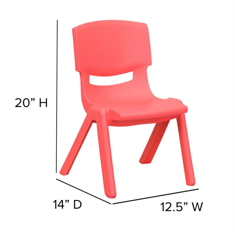 Flash Furniture Whitney 4 Pack Red Plastic Stackable School Chair with 10.5'' Seat Height