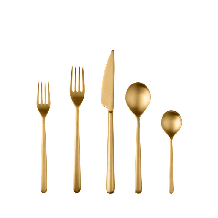 Linea 5 Piece Ice Gold Flatware Set