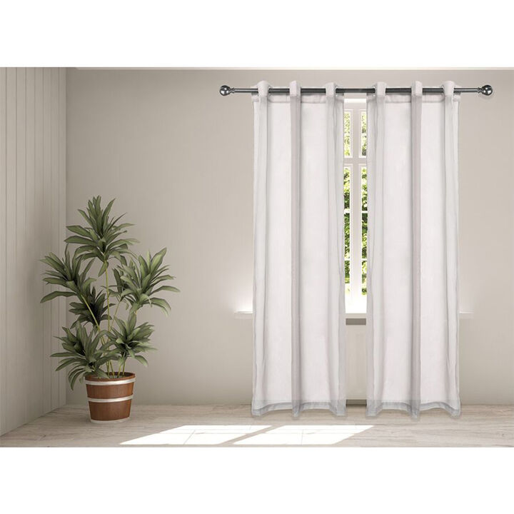 Legacy Decor Chiffon Window Sheer Curtains Voile Drapes 2 Panels Grommet Top 54" X 84" Tall Ivory Color